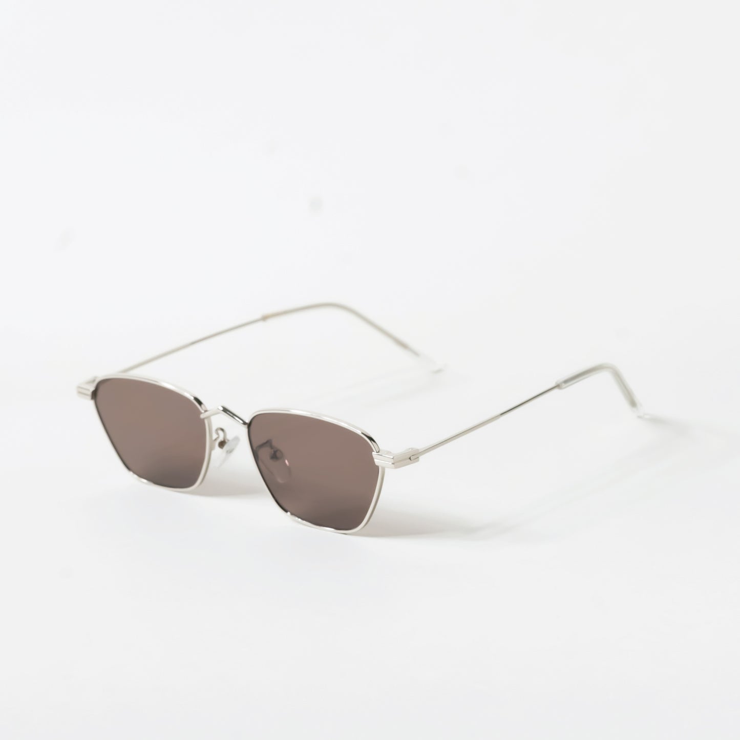 Small Rectangle Silver Metal Frame Smoke Tint Sunglasses