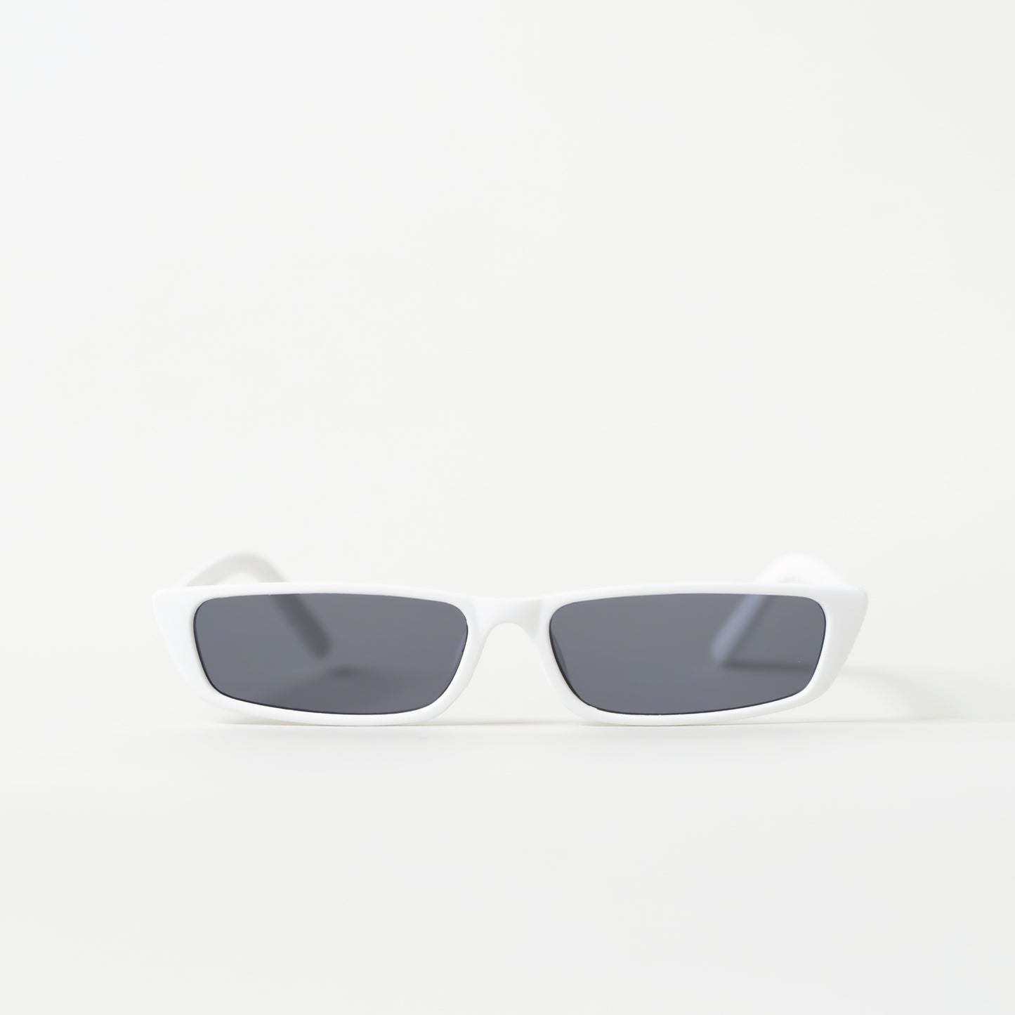 White Skinny Cat Eye Rectangle Sunglasses
