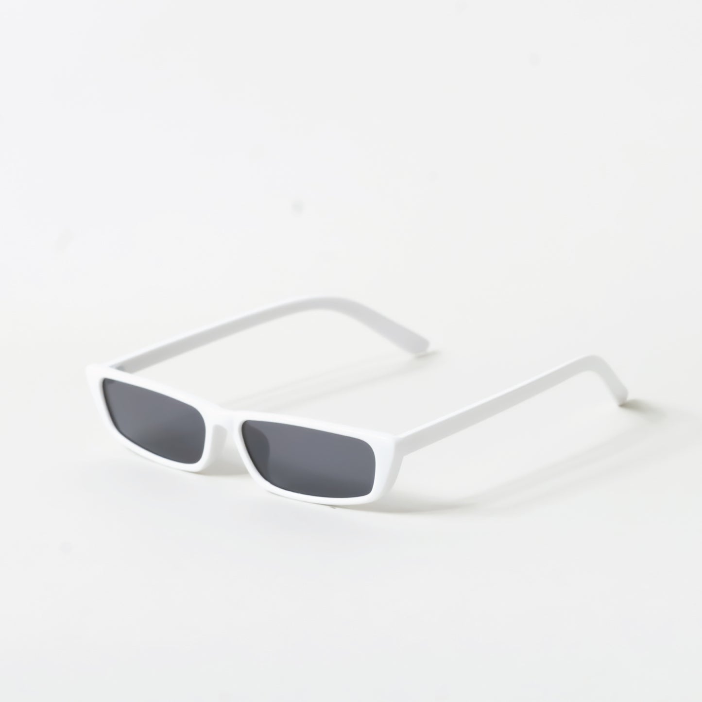 White Skinny Cat Eye Rectangle Sunglasses
