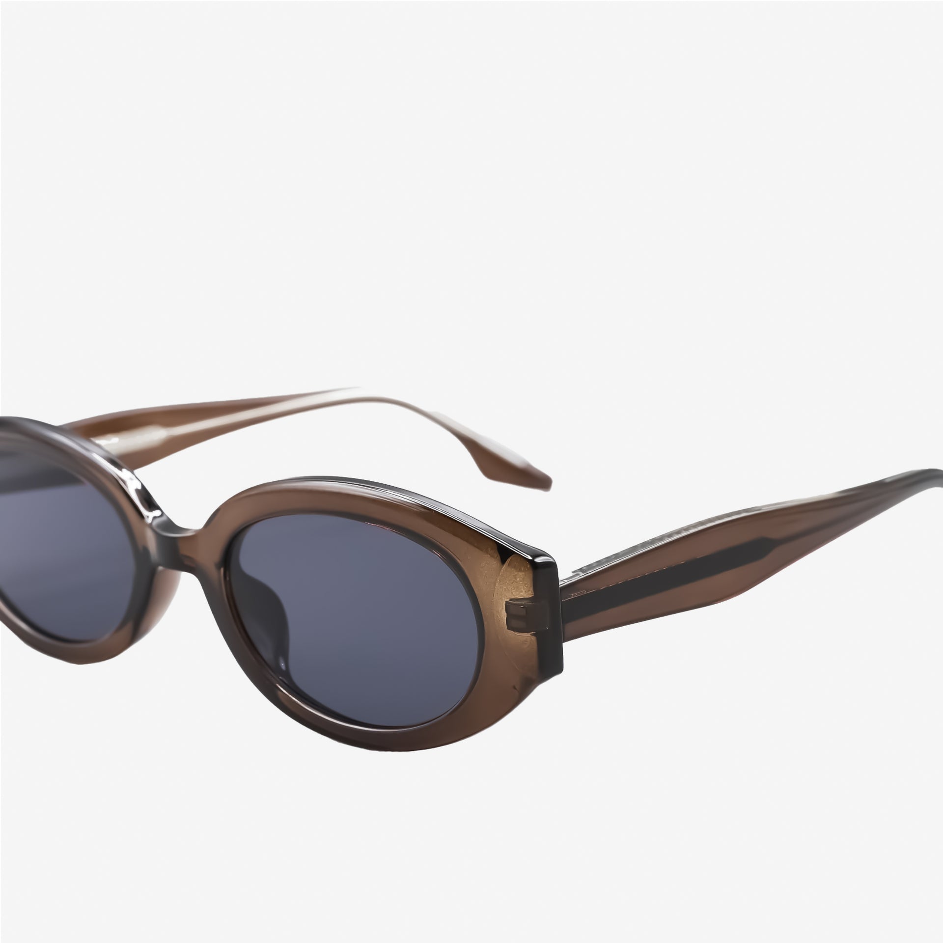 Chocolate Frame Rounded Slim Sunglasses