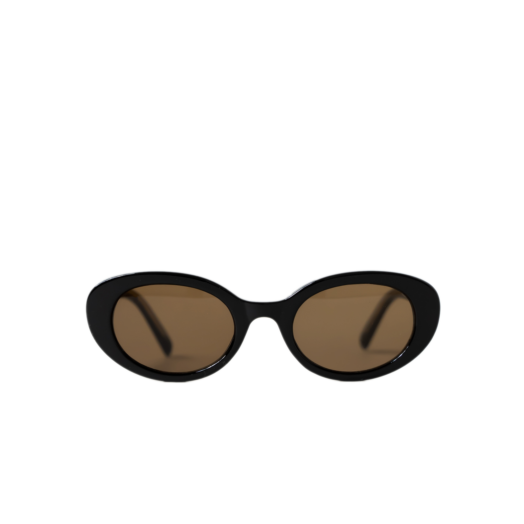 Brown Tint Black Frame Round Eye Sunglasses