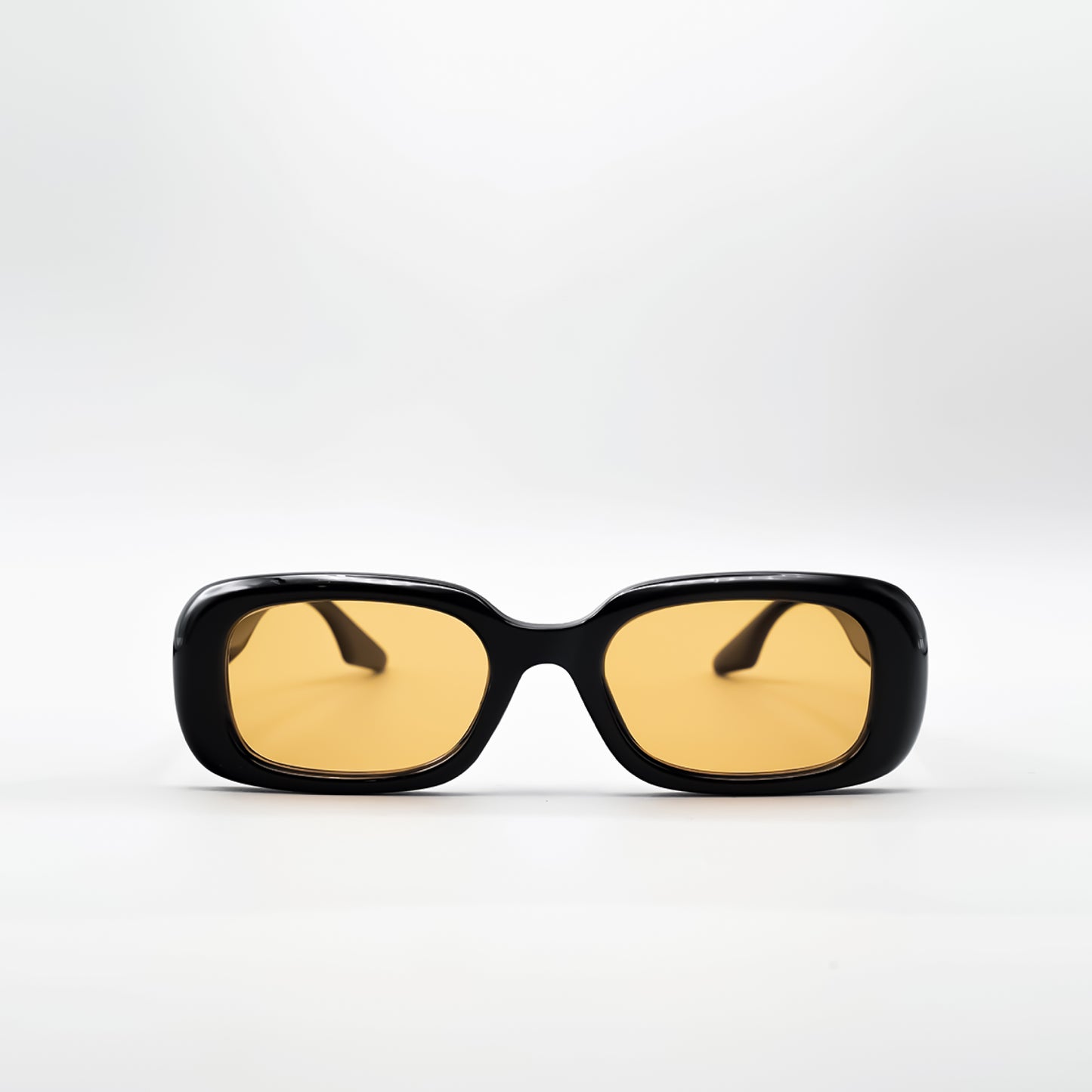 Black Rectangle Bubble Yellow/Orange Tinted Sunglasses