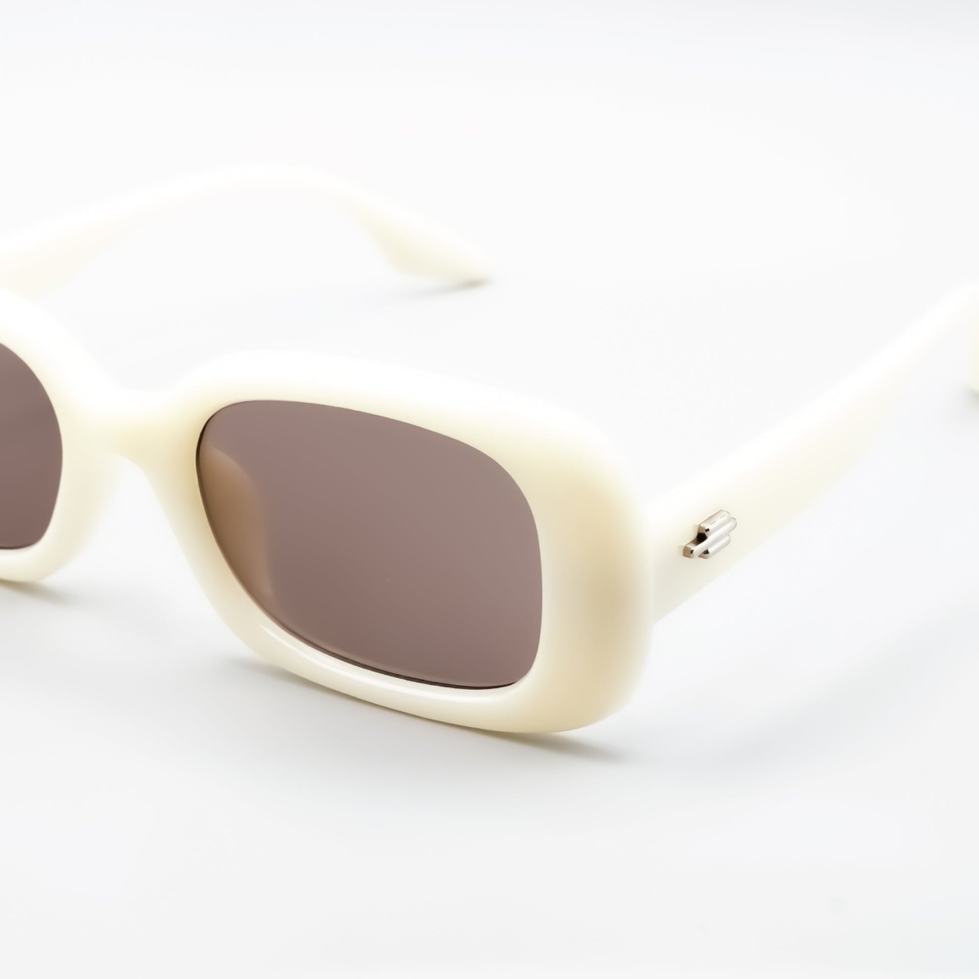 White Rectangle Bubble Tinted Sunglasses