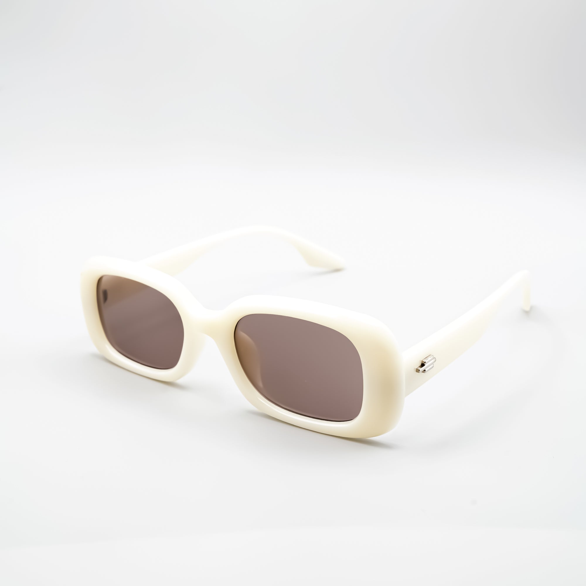 White Rectangle Bubble Tinted Sunglasses