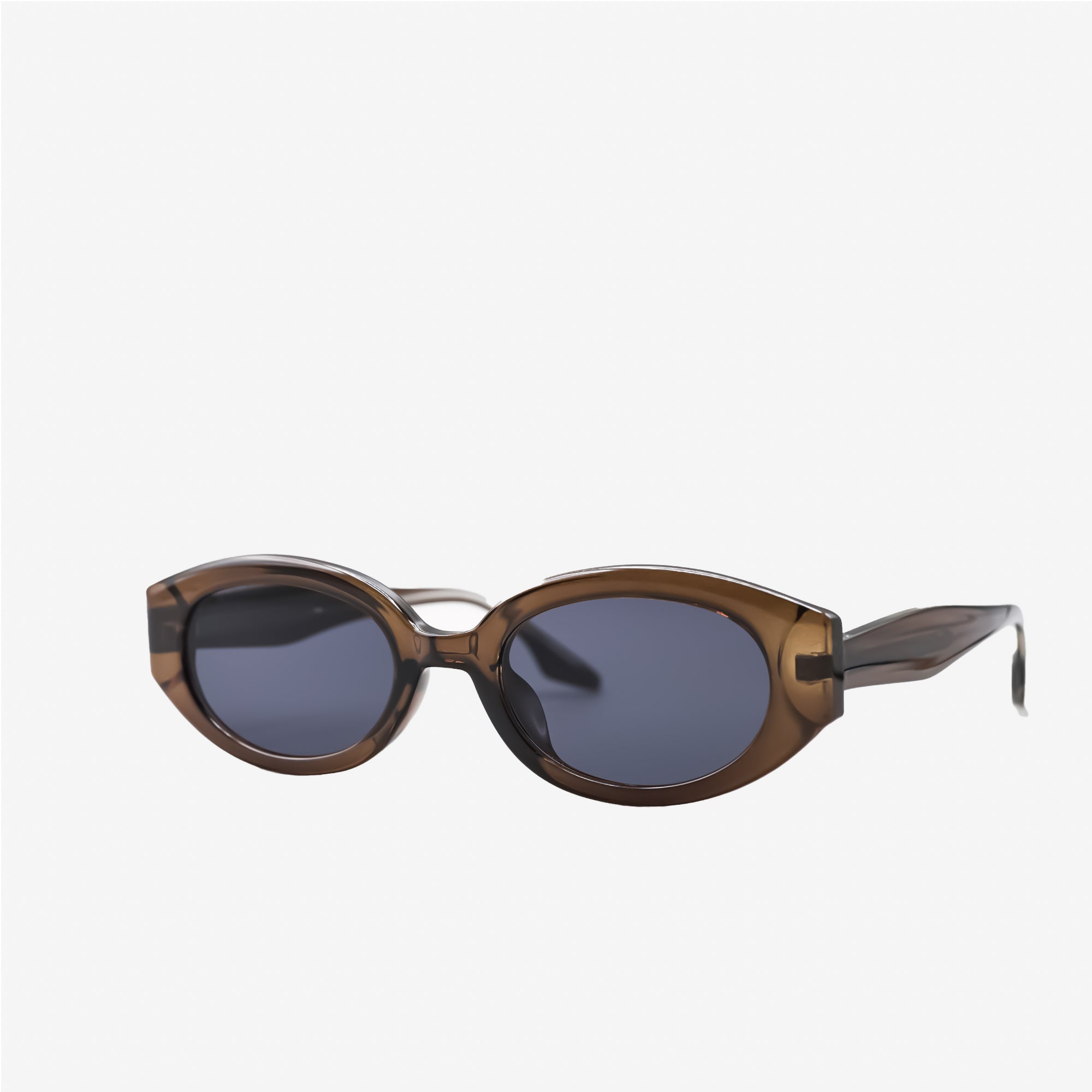 Chocolate Frame Rounded Slim Sunglasses