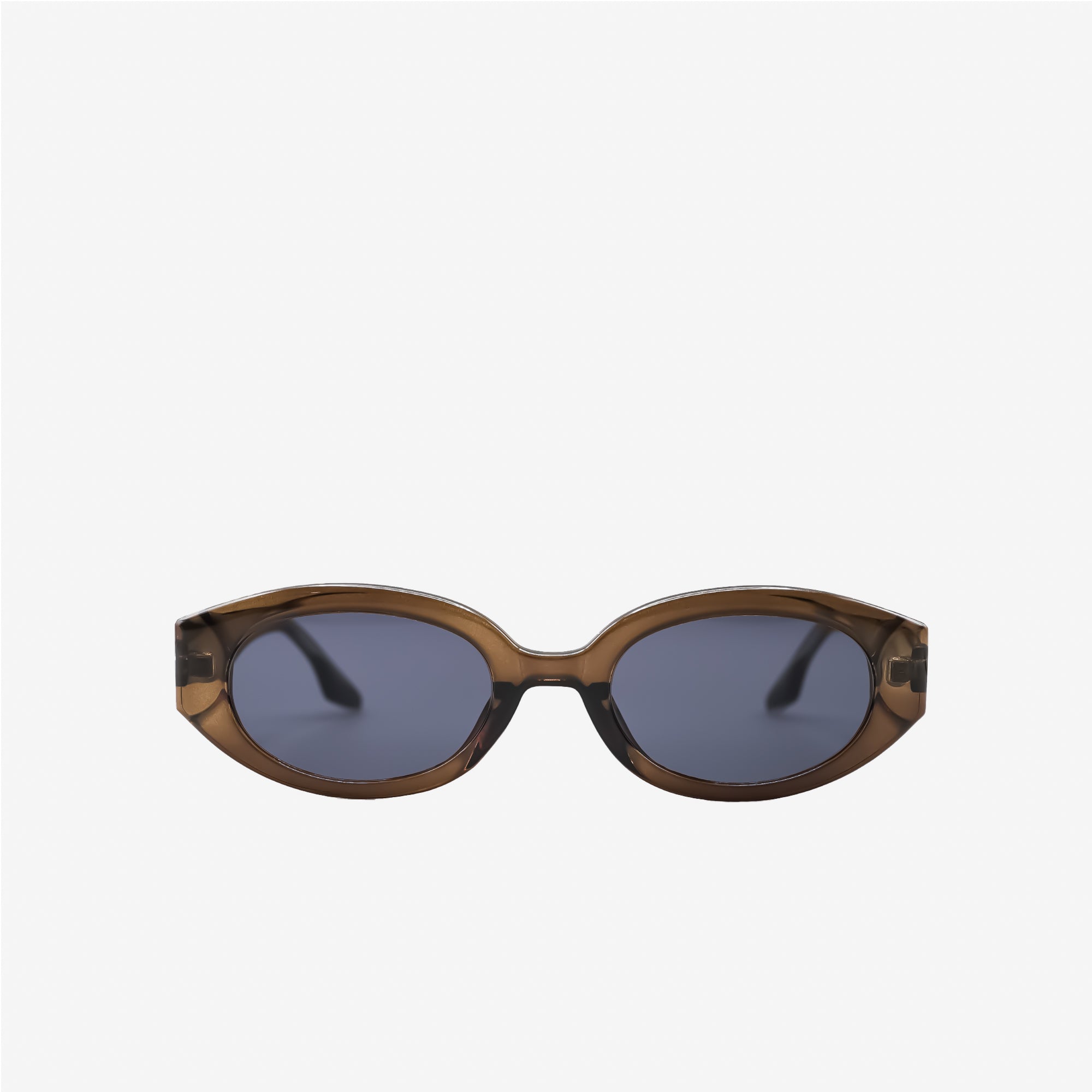 Chocolate Frame Rounded Slim Sunglasses