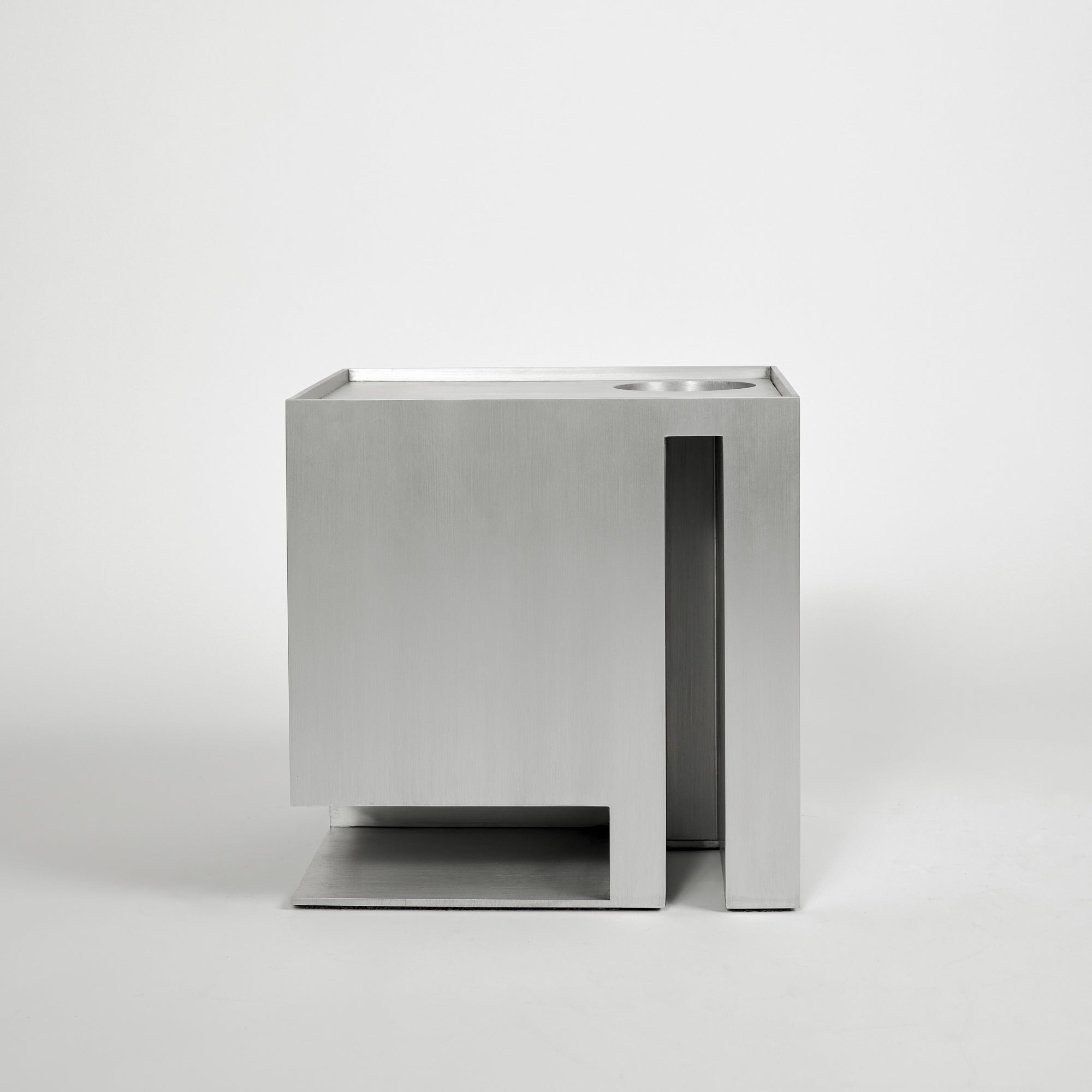 Dwell, Side Table in Hand Brushed Aluminum