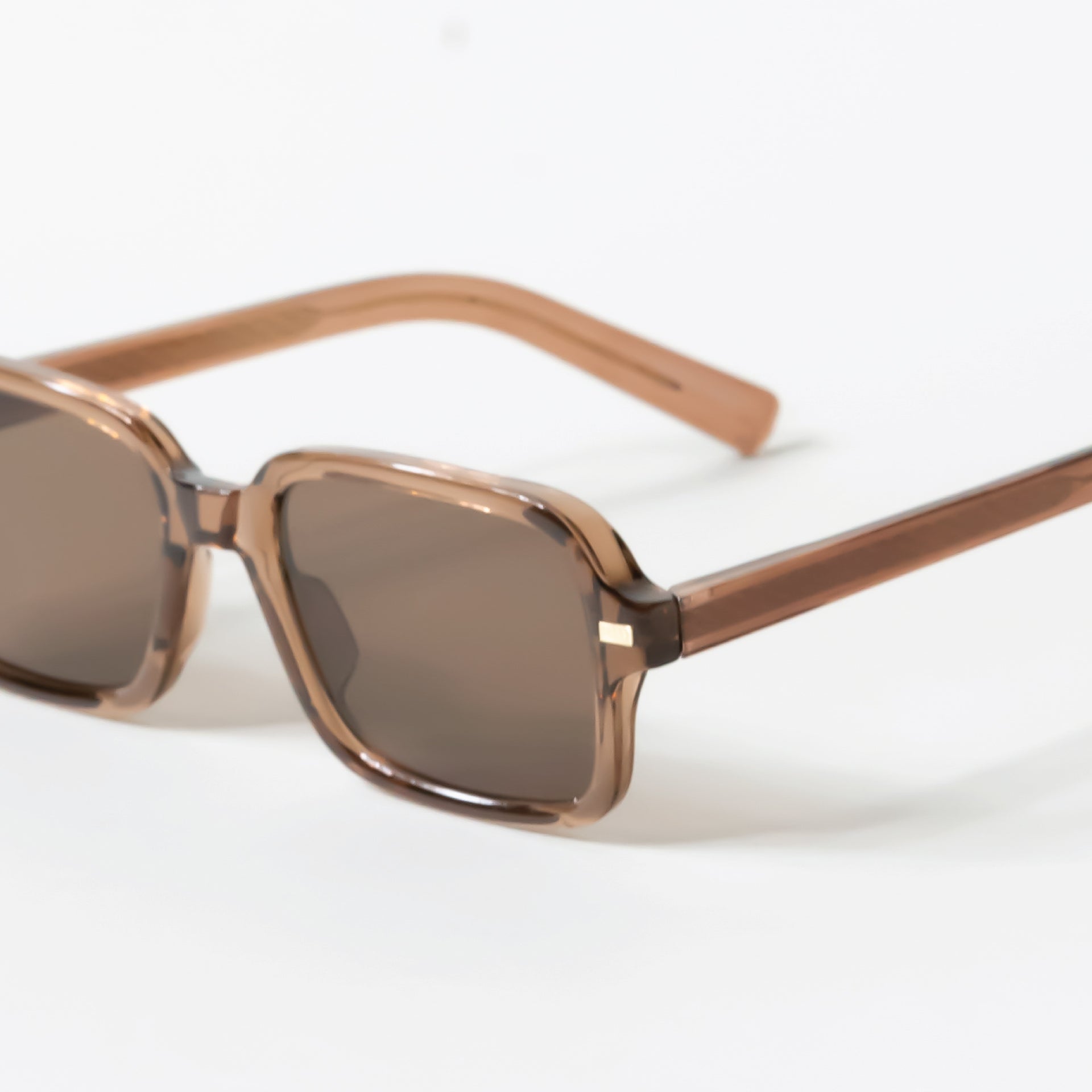 Large Rectangle Retro Clear Brown Sunglasses