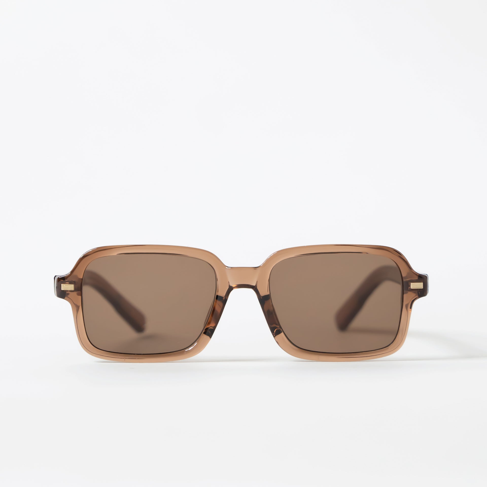 Large Rectangle Retro Clear Brown Sunglasses