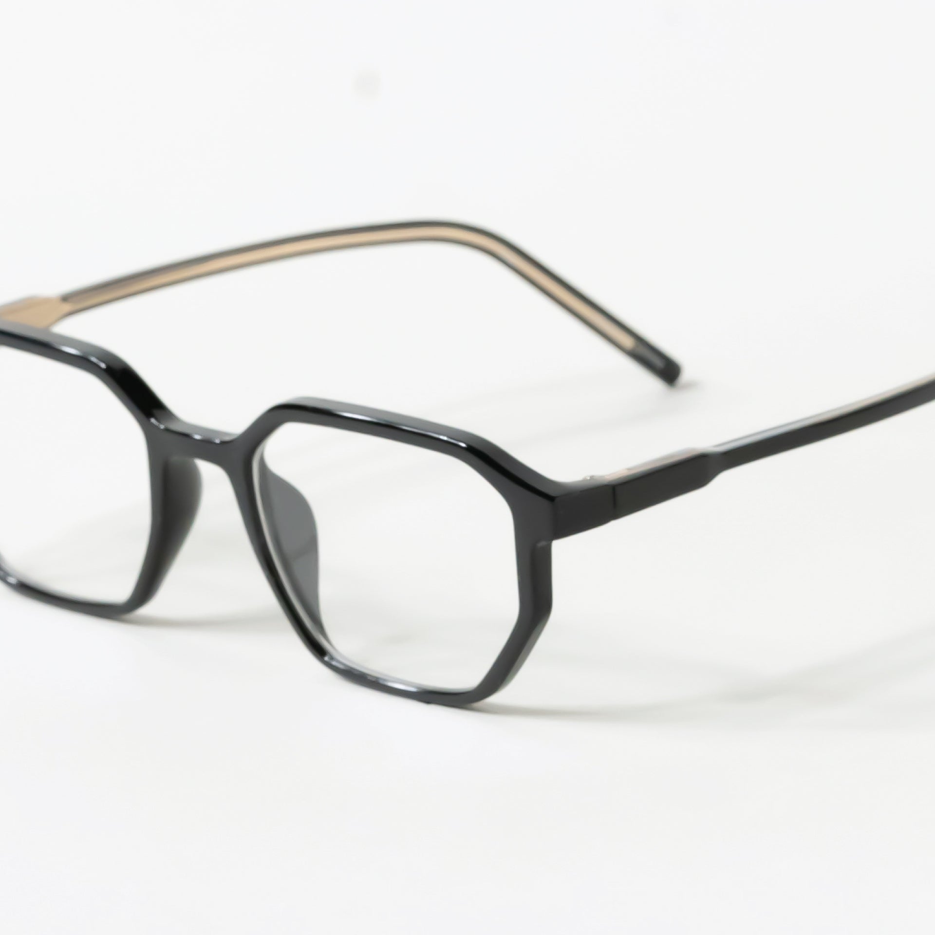 Black Polygonal Rectangular Frame Glasses