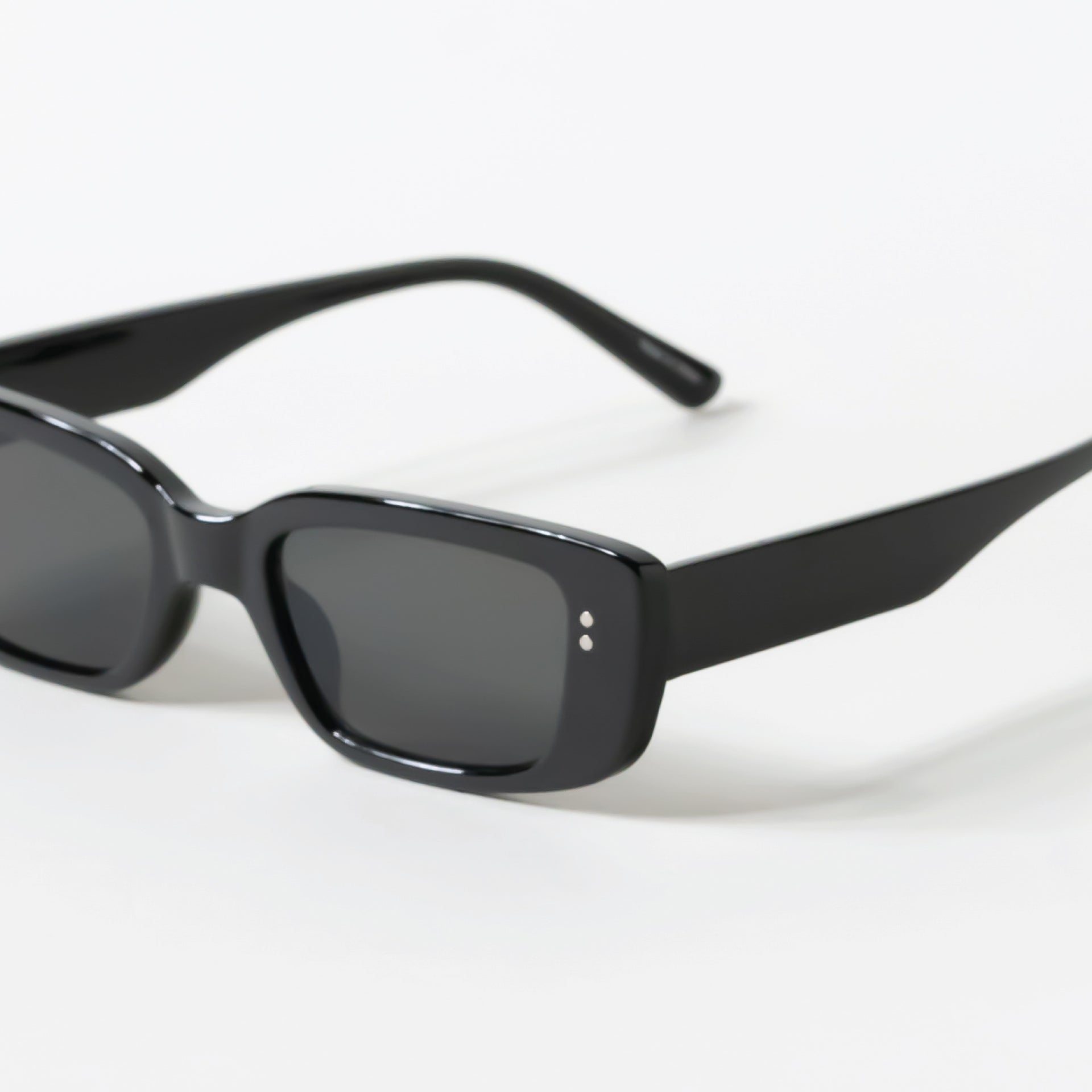 Black Rectangle Slim Sunglasses