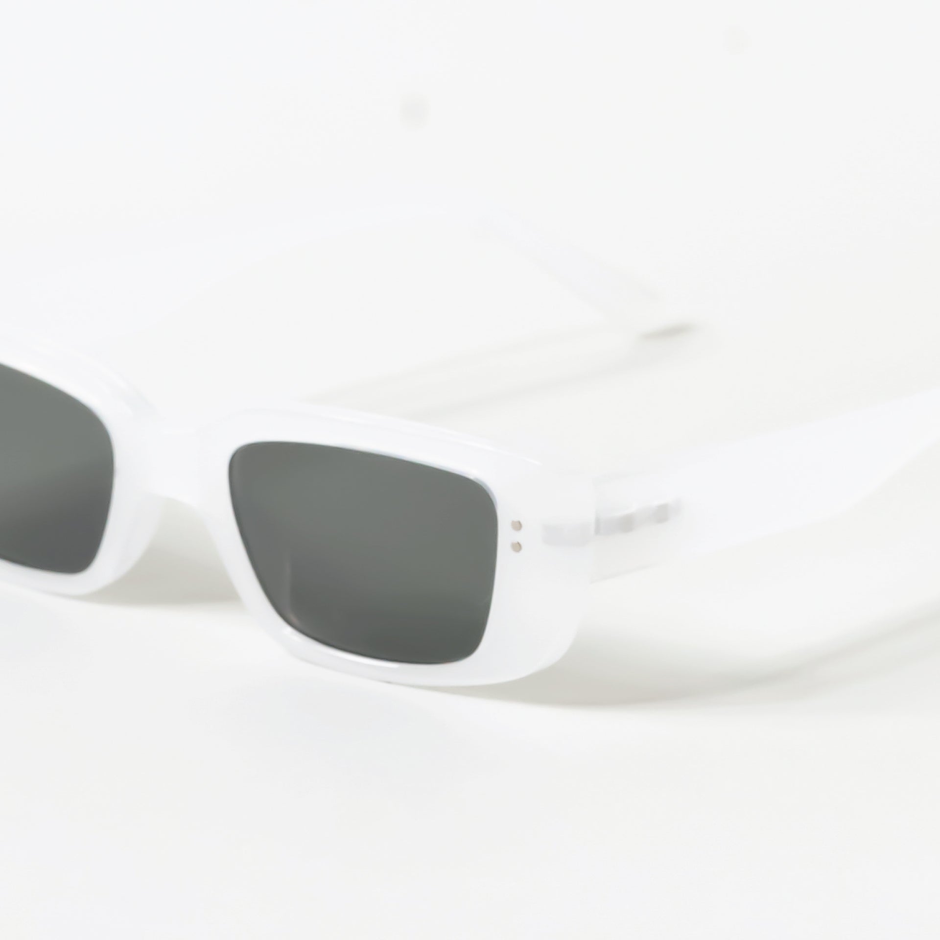 White Rectangle Slim Sunglasses