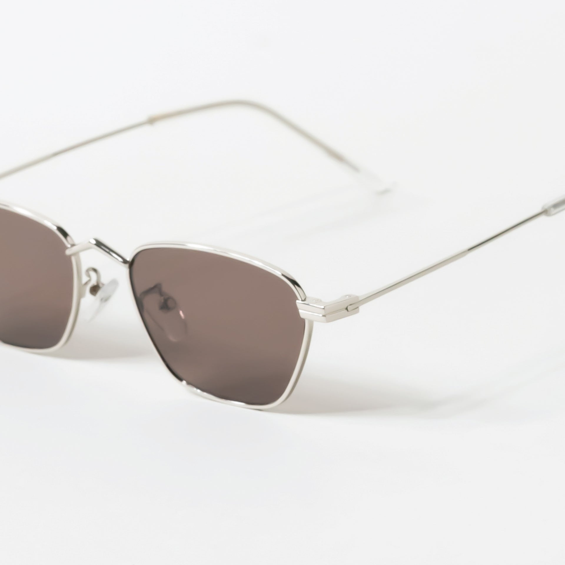 Small Rectangle Silver Metal Frame Smoke Tint Sunglasses