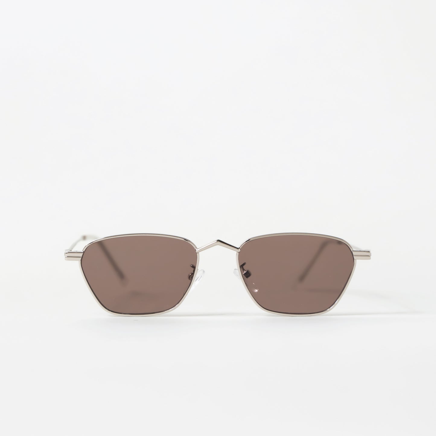 Small Rectangle Silver Metal Frame Smoke Tint Sunglasses