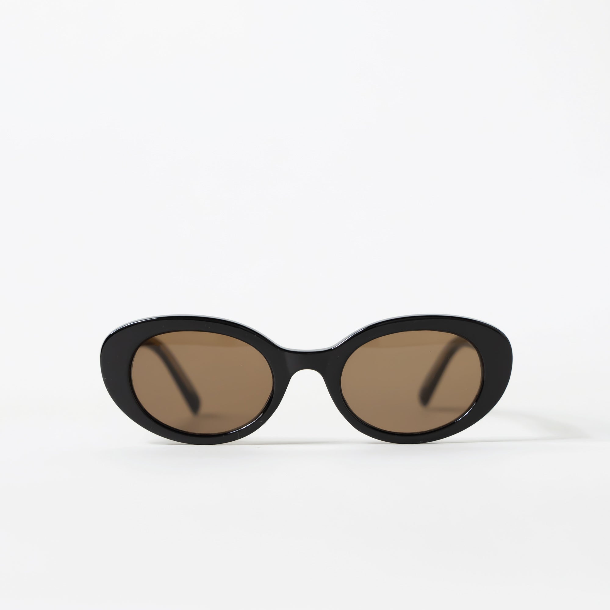 Brown Tint Black Frame Round Eye Sunglasses