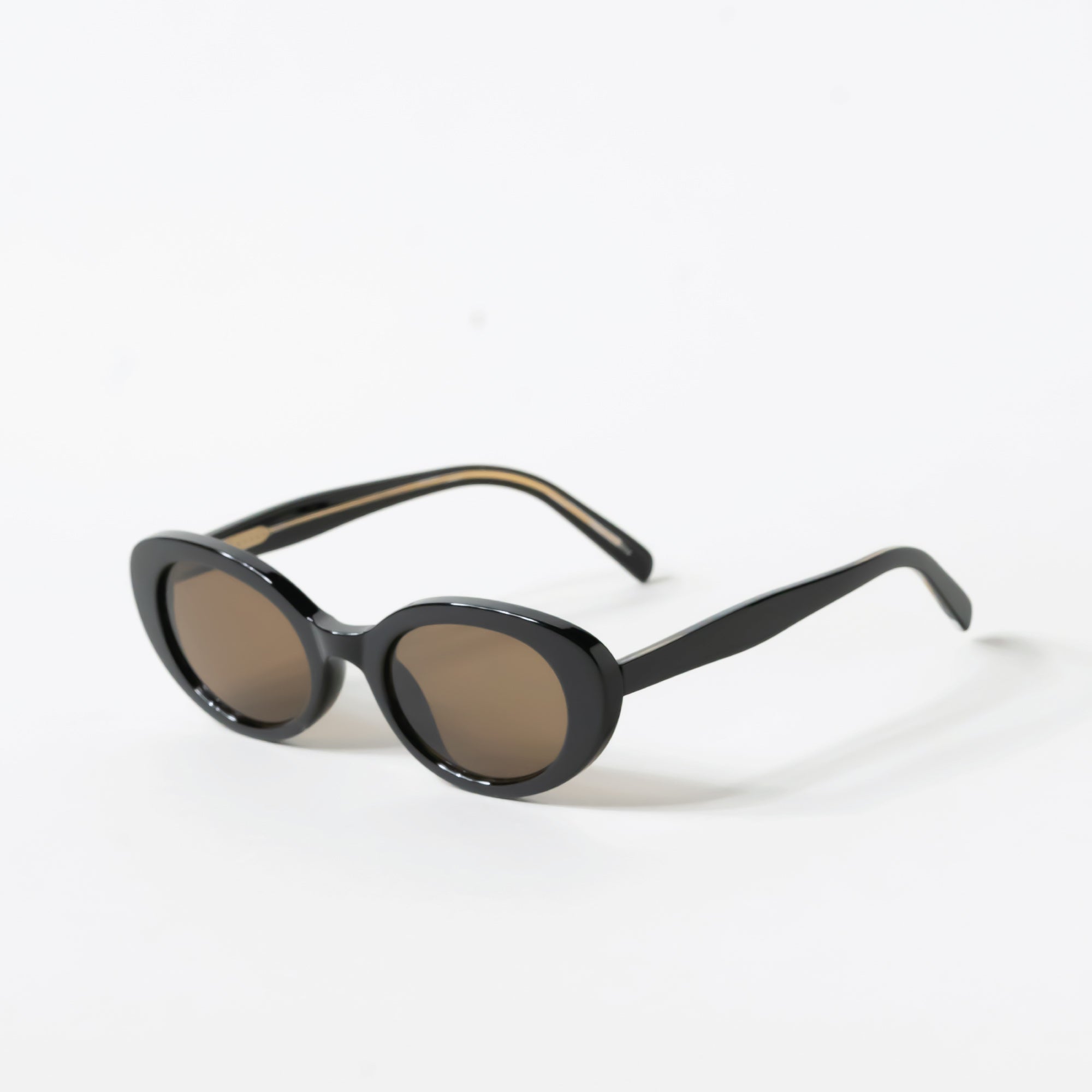 【archive】round black sunglasses Brown Tint Black Frame Round Eye Sunglasses