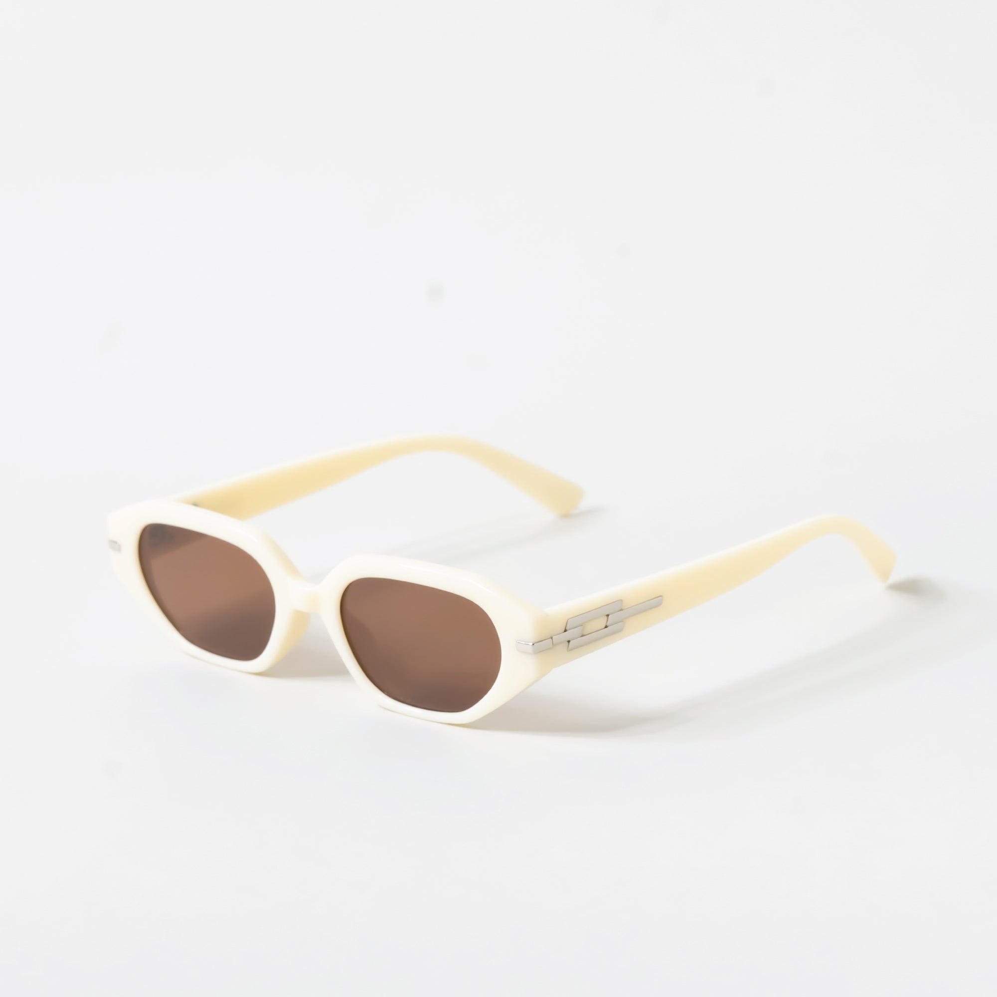 Off White Slim Rectangular Side Detail Sunglasses
