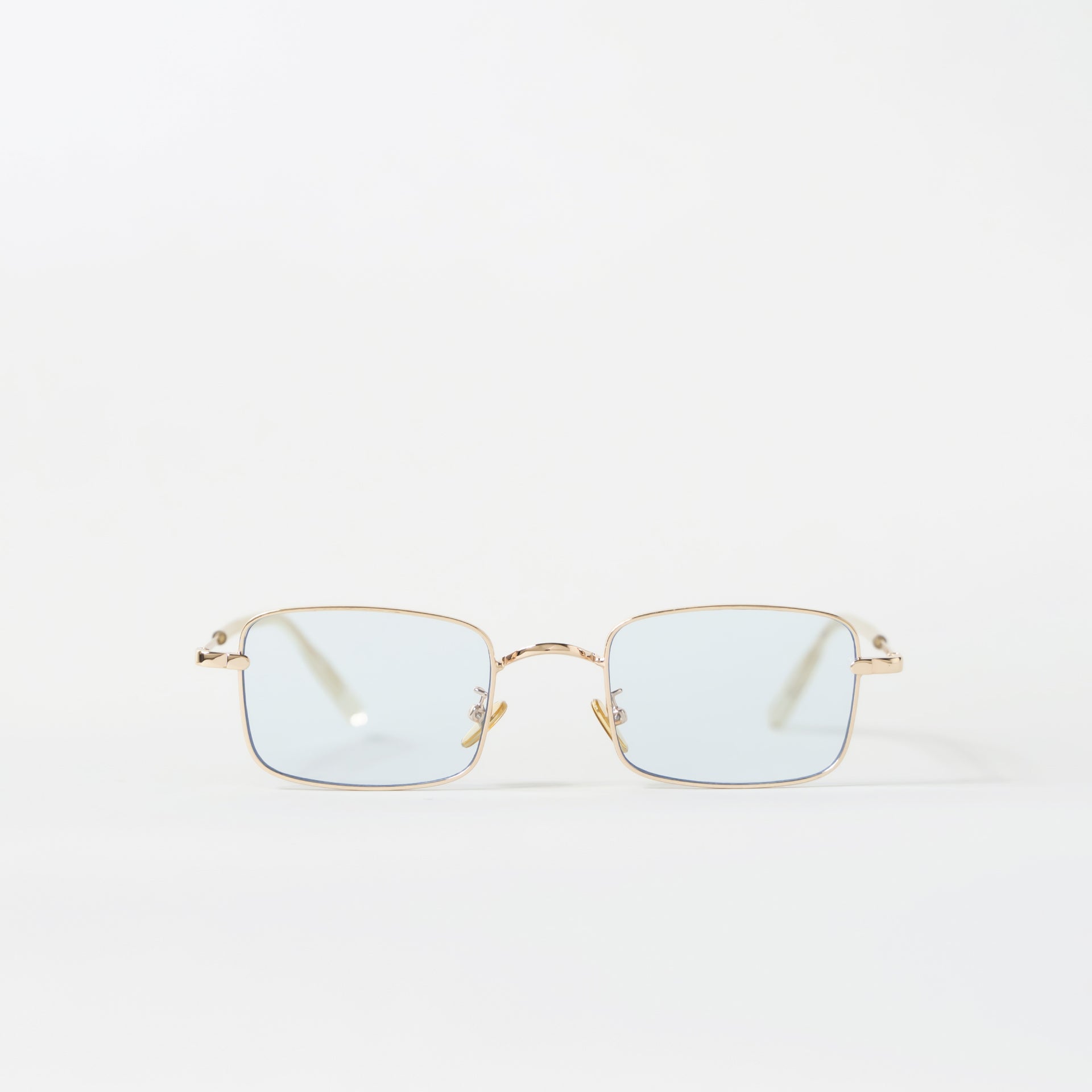 Square Gold Metal Frame Blue Tint Sunglasses