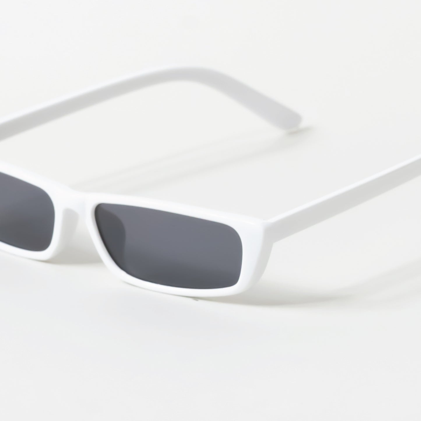White Skinny Cat Eye Rectangle Sunglasses