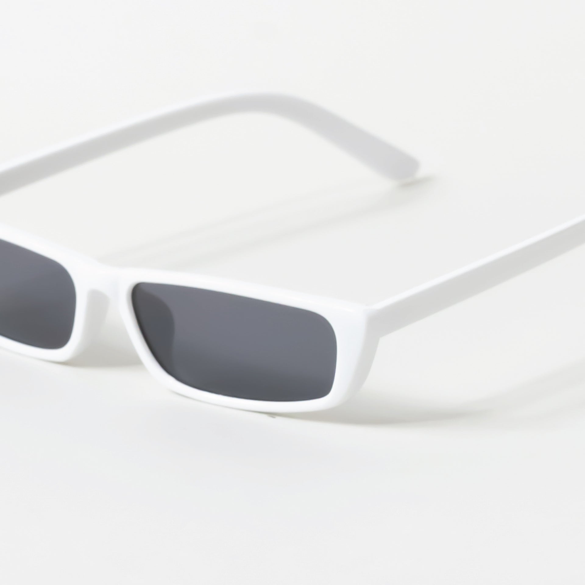 White Skinny Cat Eye Rectangle Sunglasses